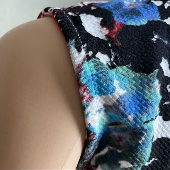 Fifth & Park Textured Sleeveless Sheath Floral Dress Red Black White Blue Small - Picture 7 of 15